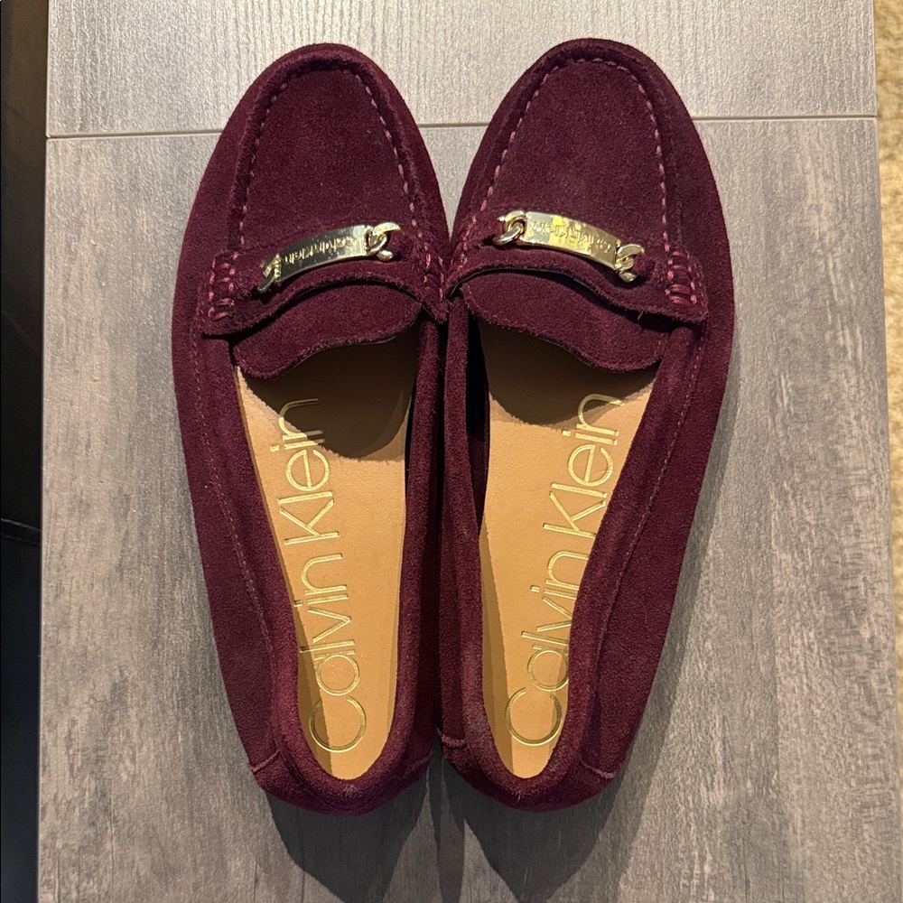 Calvin Klein Deep Burgundy Suede Loafers